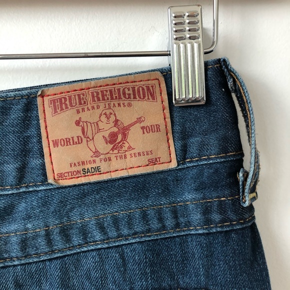 True Religion Sadie jean mini skirt blue raw hem - Picture 5 of 7